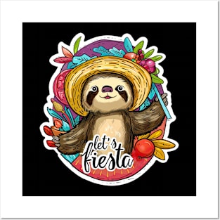 Sloth cinco de mayo let's fiesta Posters and Art